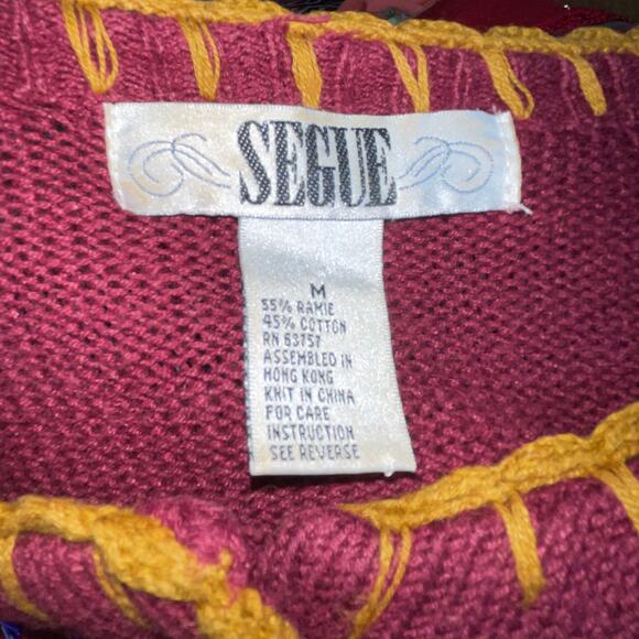 VINTAGE 90s Segue Embellished Pumpkin Spice Ugly Fall Halloween Sweater Size M - Picture 4 of 4